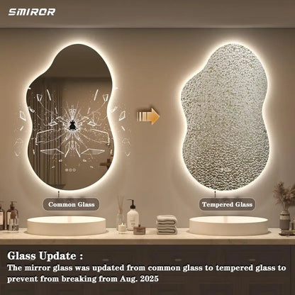 Irregular Backlit Bathroom Mirror with LED Lights 20 x 36