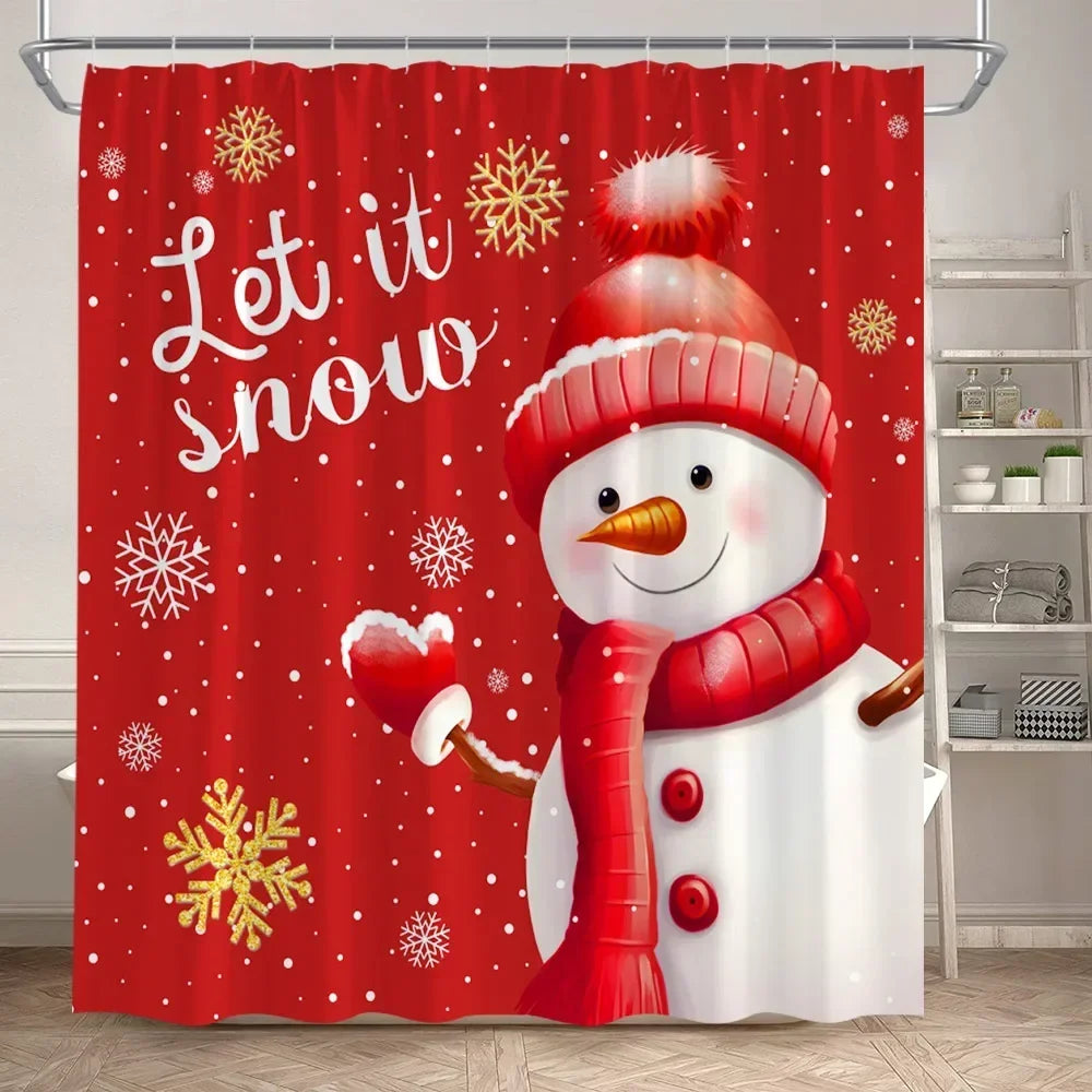 Christmas Shower Curtain & Bath Mat Set
