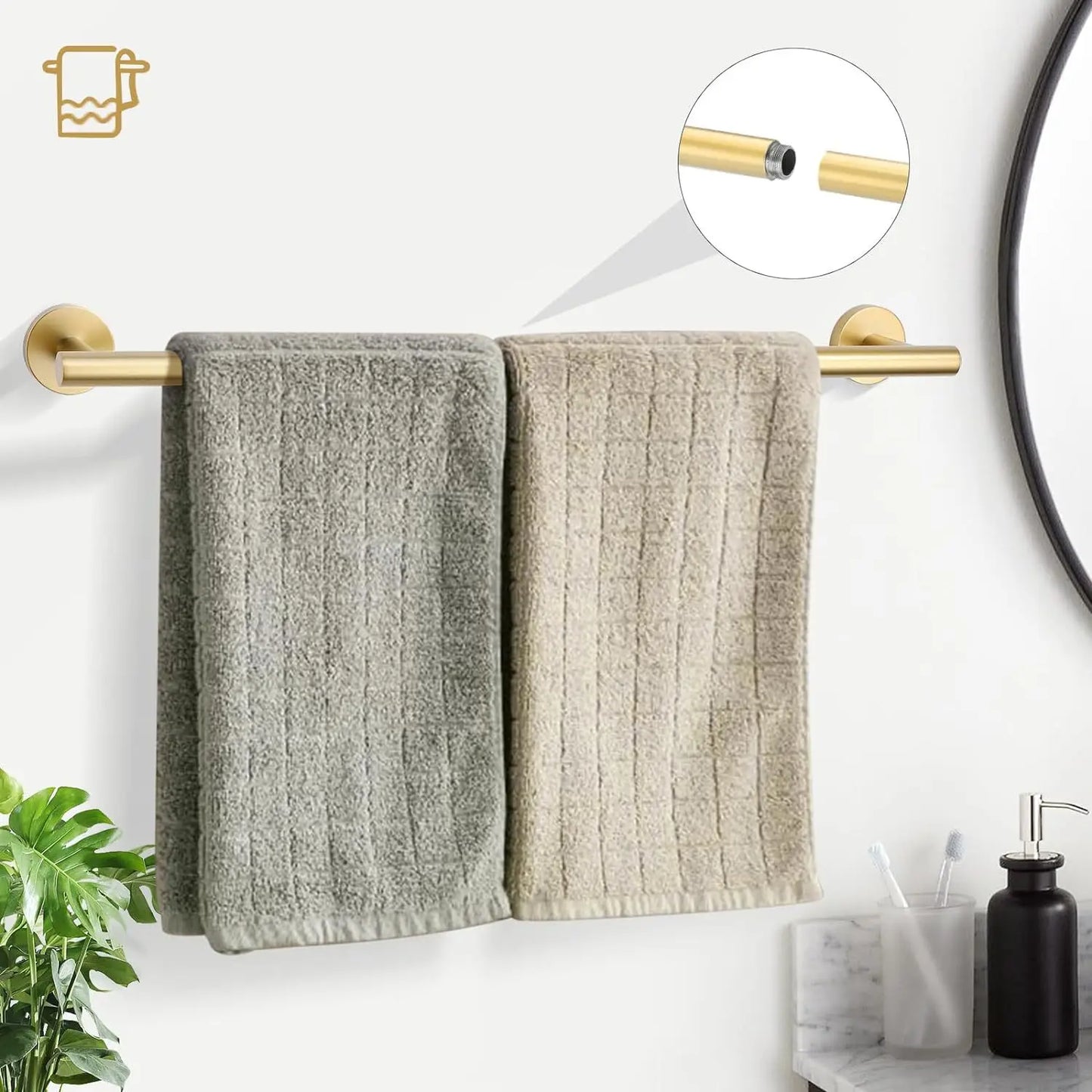 5 Piece Brushed Gold Bathroom Hardware Set
