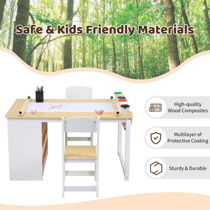 Toddler Craft & Play Wood Activity Table with Storage Bins