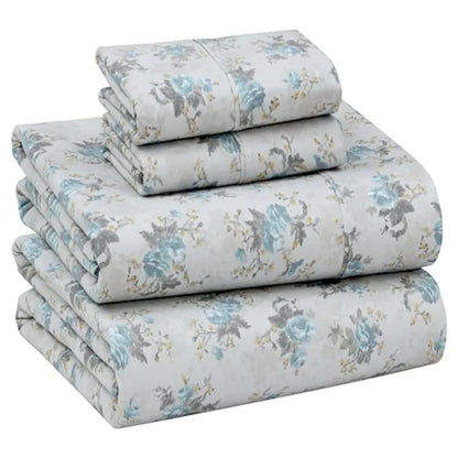 Blue Rose - Crisp Cooling 100% Organic Cotton Percale Bed Sheet Set