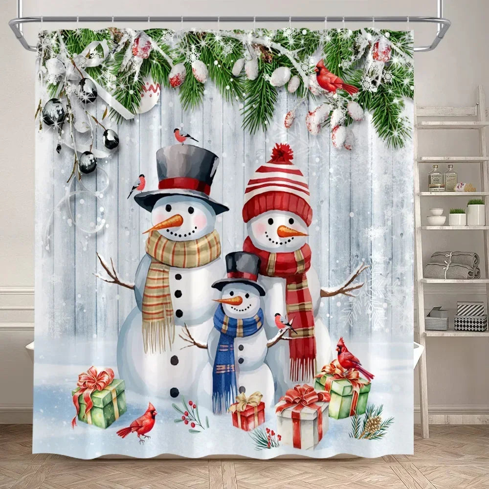 Christmas Shower Curtain & Bath Mat Set