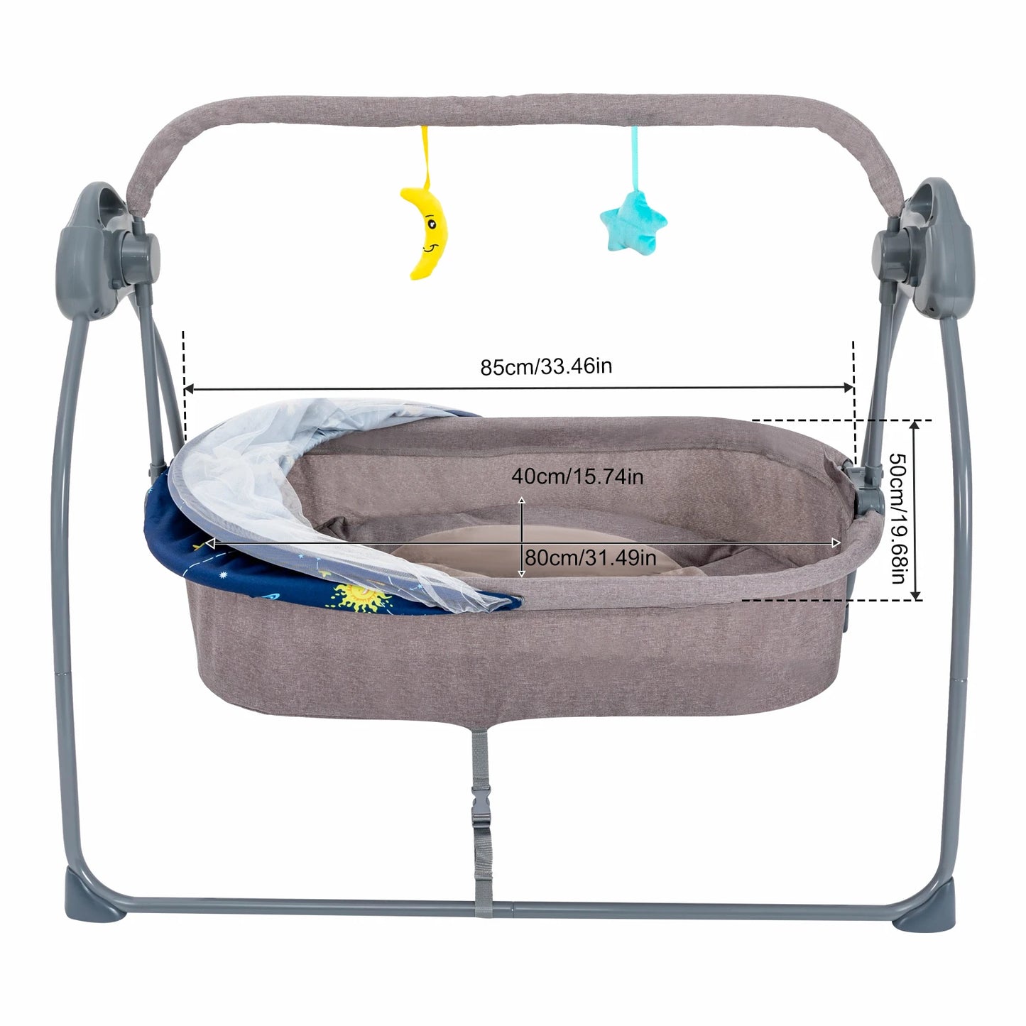 Baby Cradle, 5 Speeds Swing with Remote Control for 0-18 Months Newborn Babies
