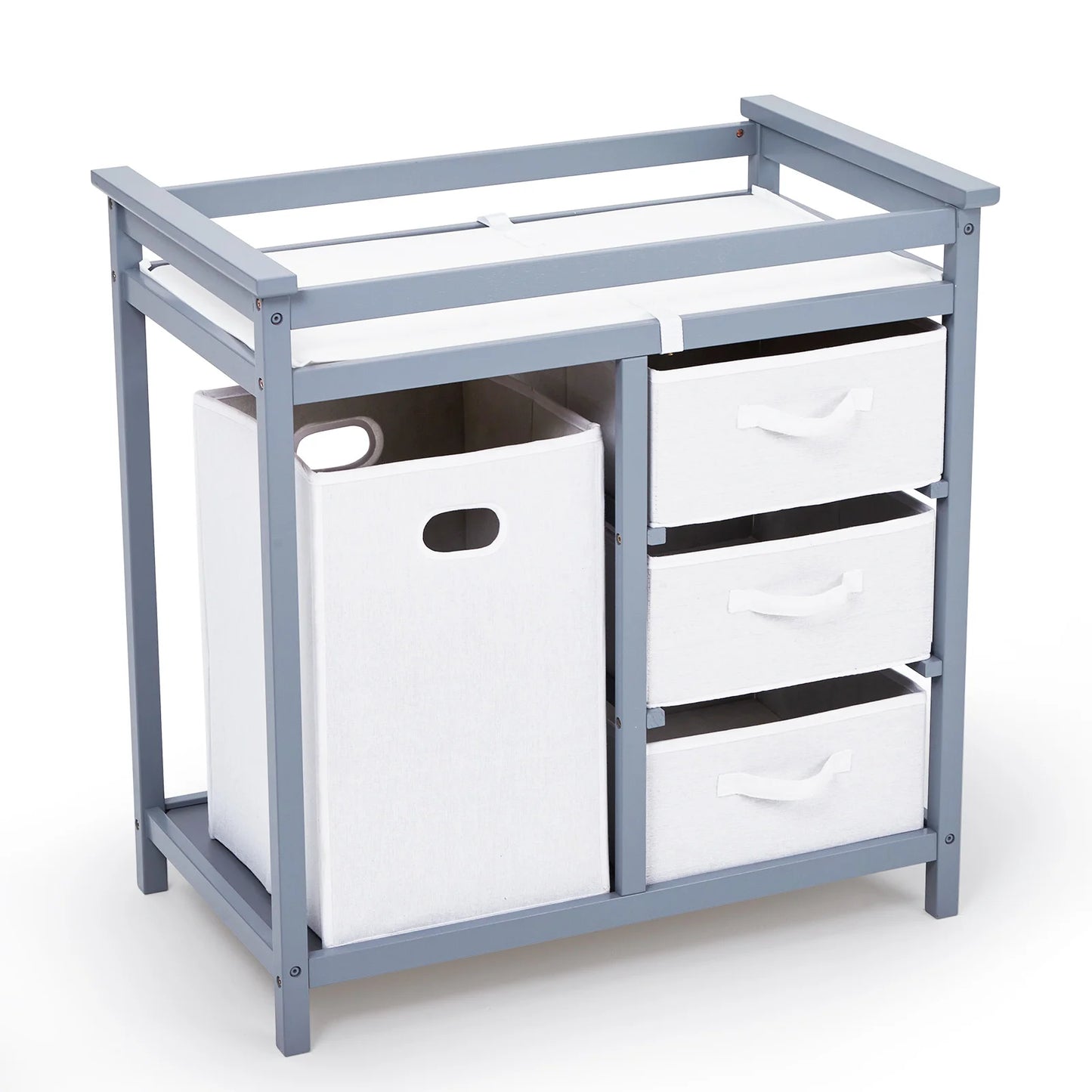 Wooden Diaper Changing Station Dresser with Laundry Hamper