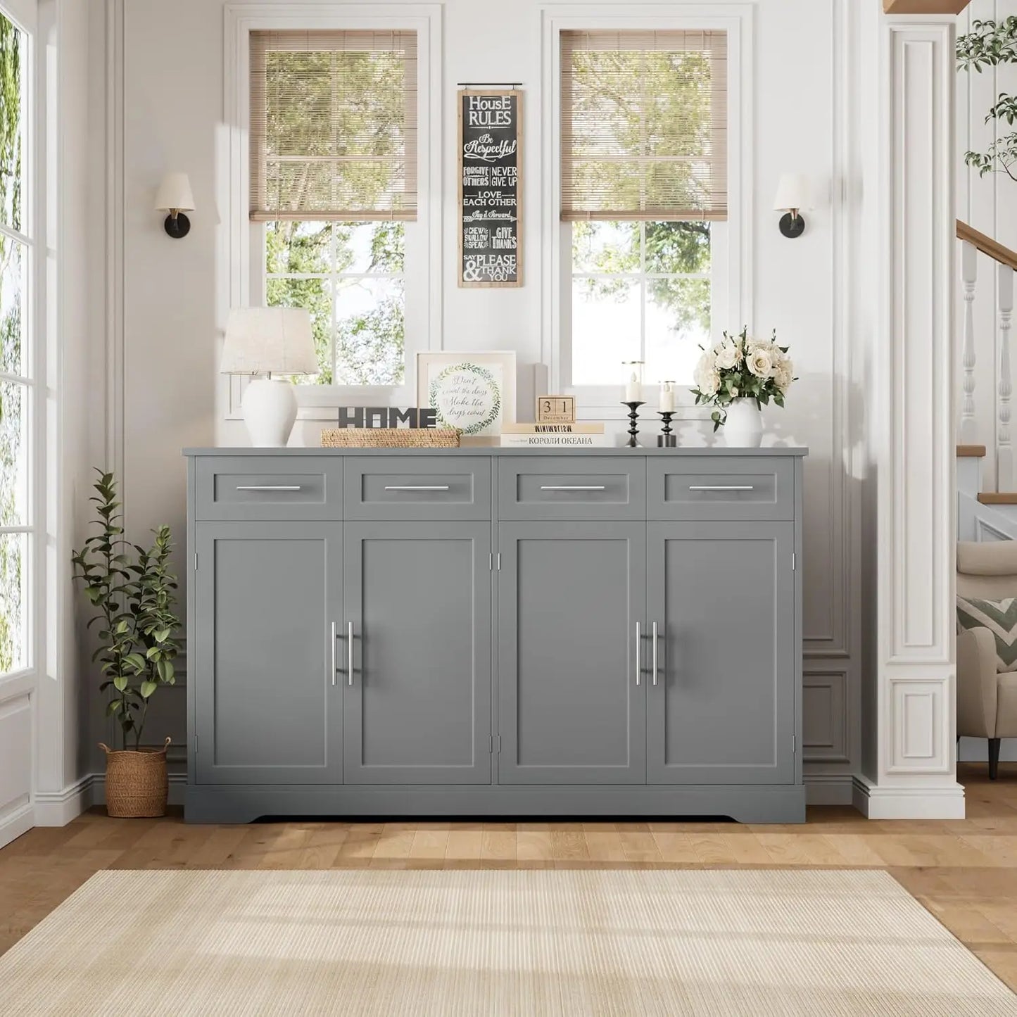 60" Large Buffet Sideboard with Storage & 4 Drawers
