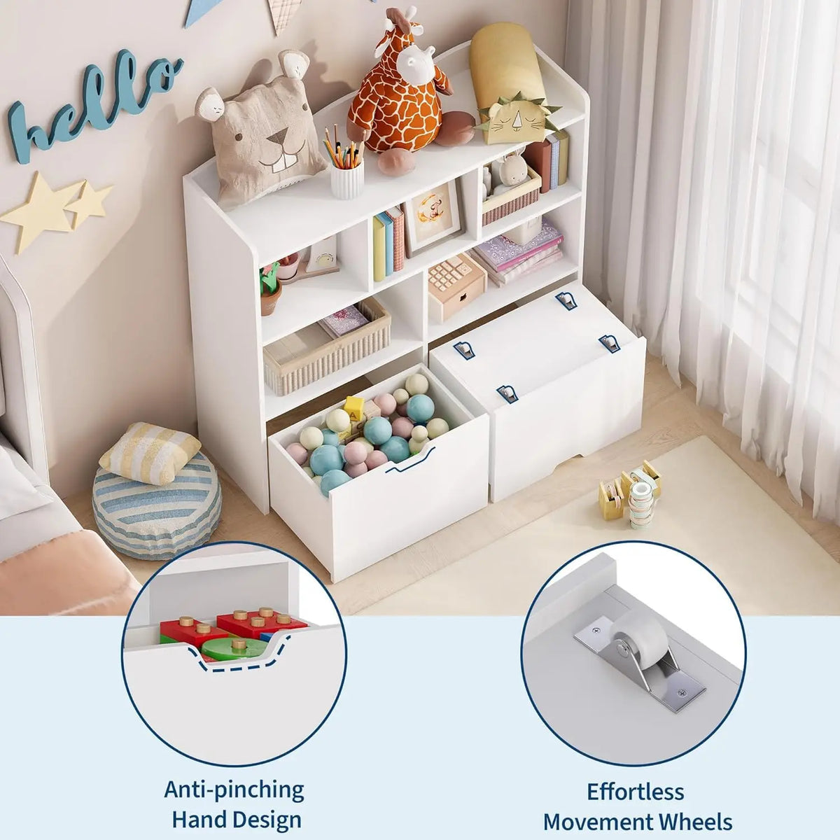 Kids Toy Storage Organizer with Bookshelf