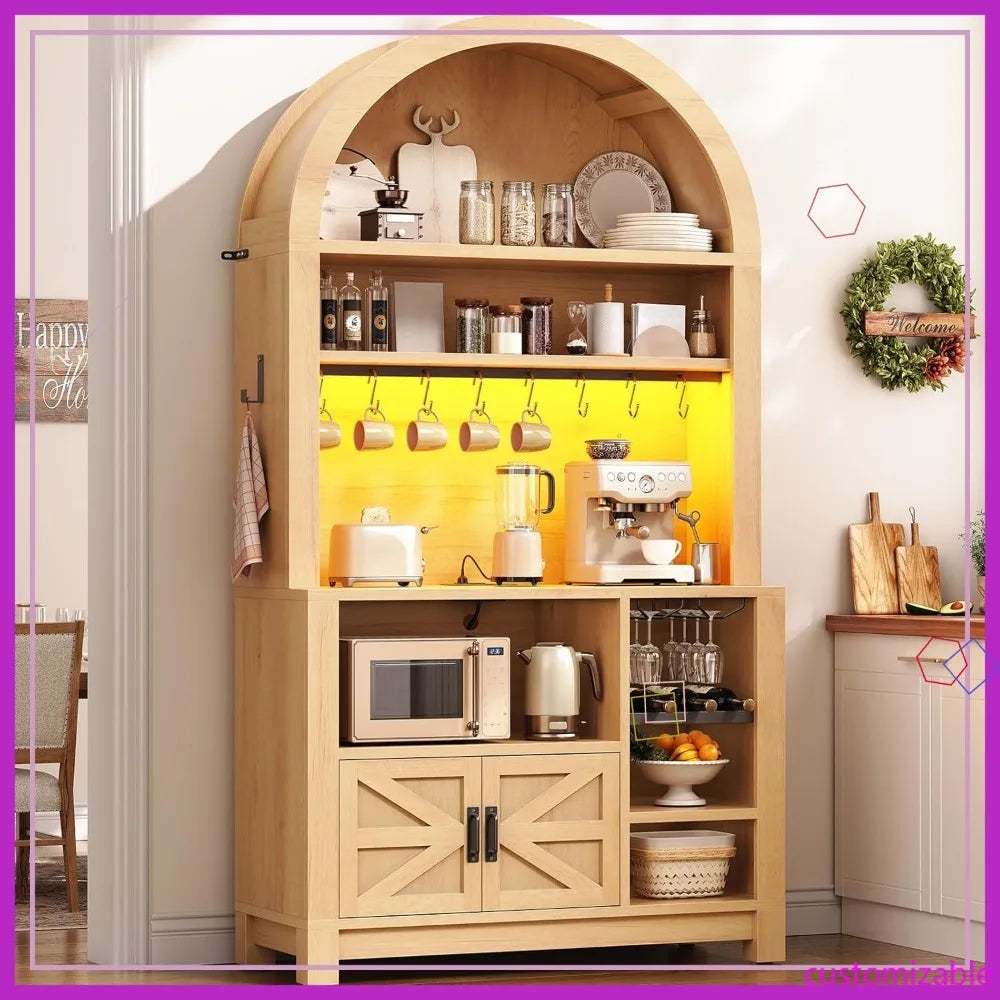 73" Tall Arched Bakers Rack with Power Outlet