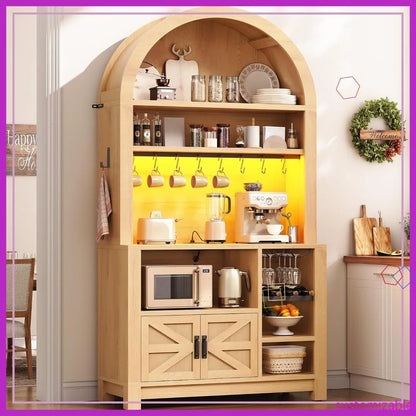 73" Tall Arched Bakers Rack with Power Outlet
