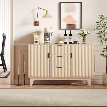 47.2" Fluted Buffet Cabinet With 3 Drawers & 2 Doors