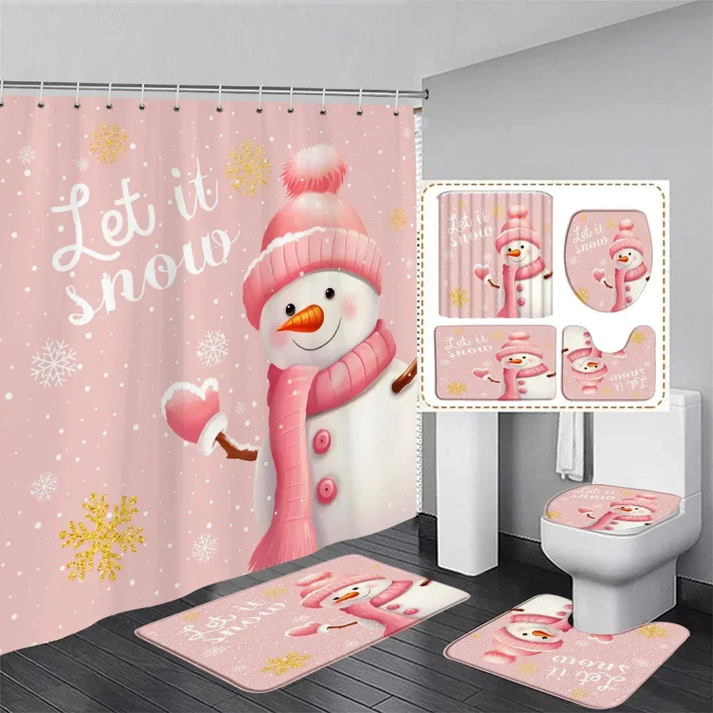 Christmas Shower Curtain & Bath Mat Set