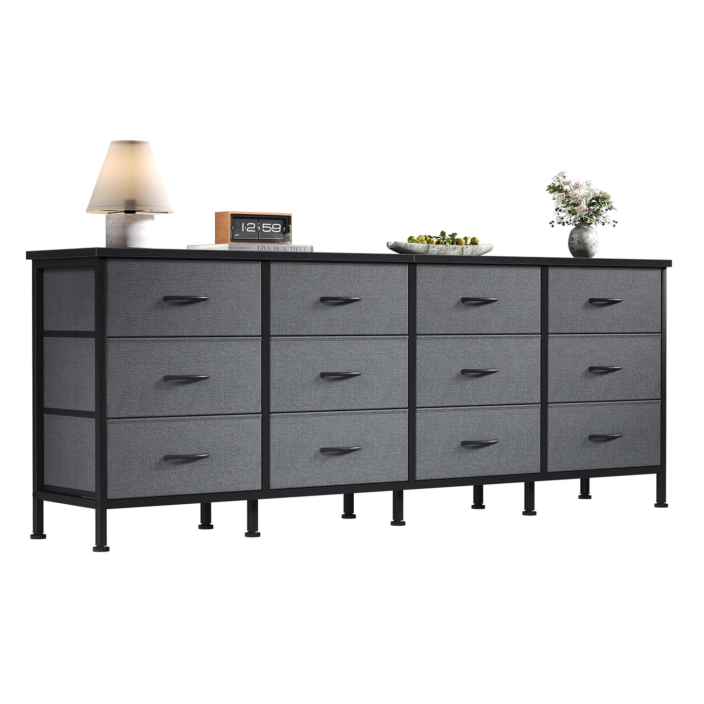 Wood Top Entertainment Center w/Fabric Drawers Fits Up to 80'' TVs