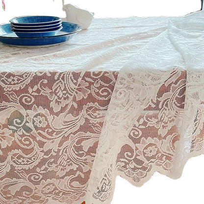 Romantic, Elegant White Lace Rectangular Tablecloth