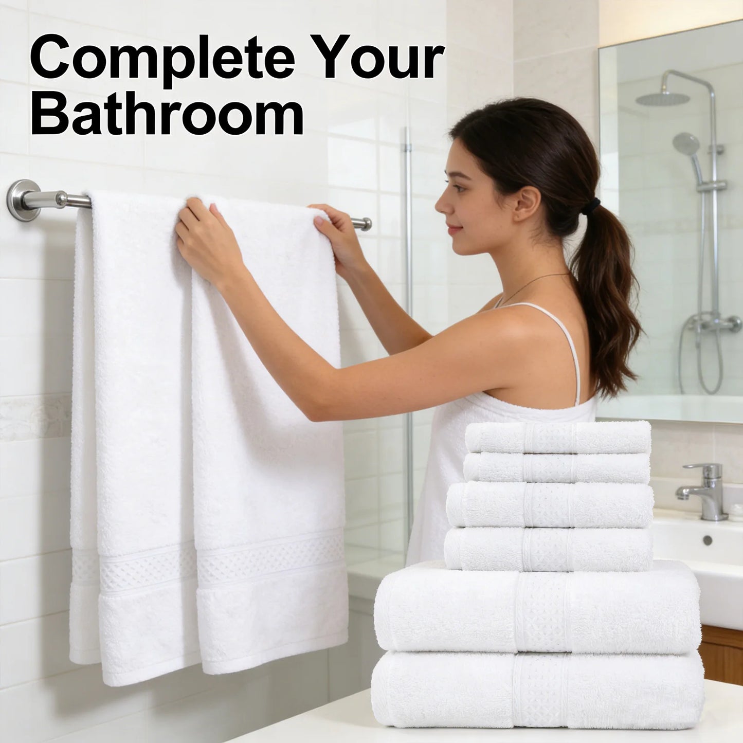 20/16/10pcs Cotton Soft Bath Towel Set for Bathroom