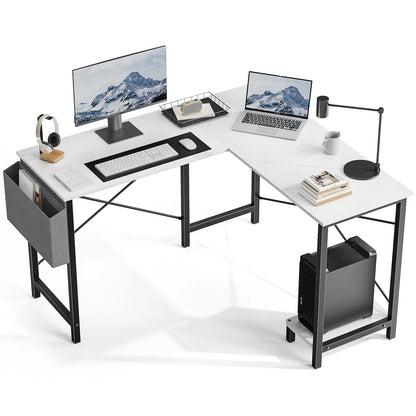 Wooden Corner Table with CPU Storage Shelf & Side Bag