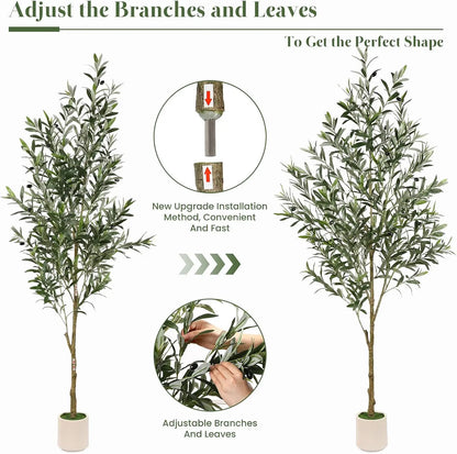 6FT Artificial Olive Tree with Lifelike Trunk and Fruits