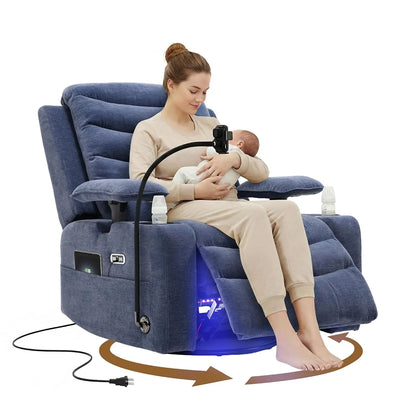 Chenille Swivel Rocking Glider Recliner Nursery Chair