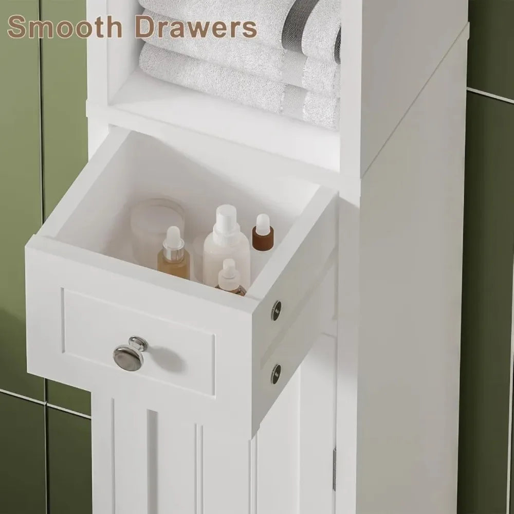 Narrow Bathroom Storage Cabinet with Adjustable Shelves