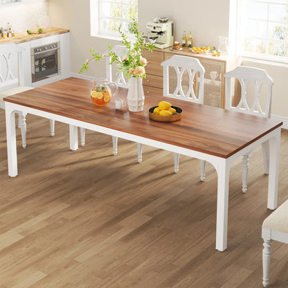Long Rectangular Rustic Wood Dining Table for 6-8 People