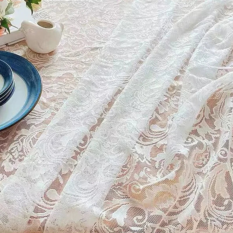 Romantic, Elegant White Lace Rectangular Tablecloth