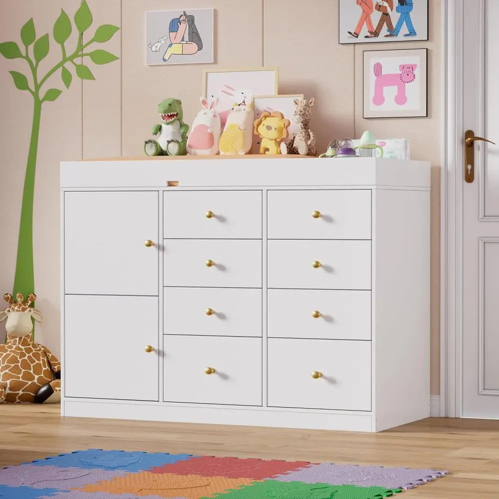 Multi-Functional Baby Changing Table with 8 Drawers and 2 Cabinet