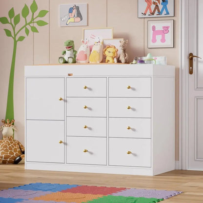 Multi-Functional Baby Changing Table with 8 Drawers and 2 Cabinet
