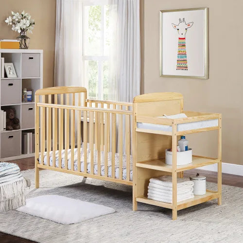 2-in-1 Convertible Crib with Attached Changing Table