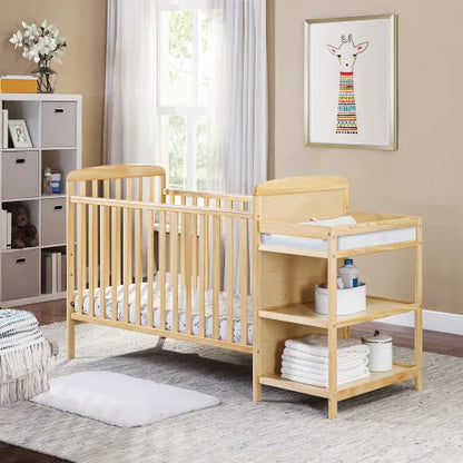 2-in-1 Convertible Crib with Attached Changing Table