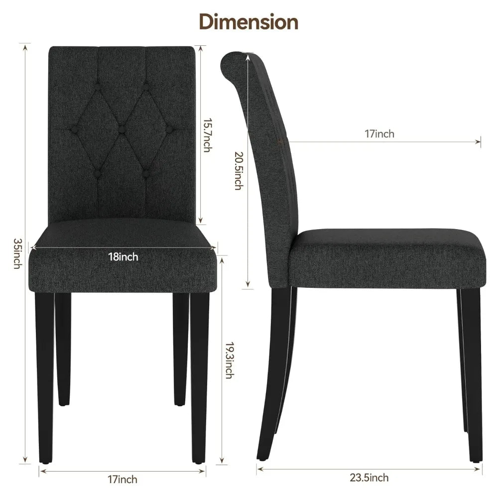 Set of 4, Button Tufted Parsons Dining Chair w/ Solid Wood Legs