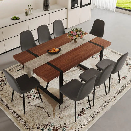 71" Walnut 9 Piece Dining Table Set for 8