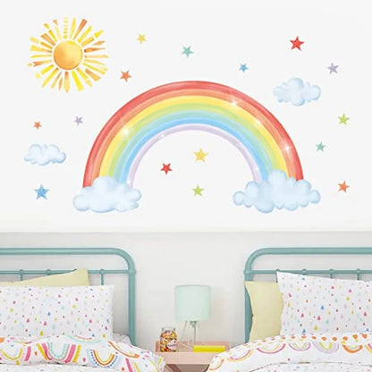 Large Rainbow, Sun, Clouds & Stars Wall Decals