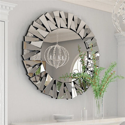 Unique Sunburst Decorative Wall Mirror, 31.5 Inch Round