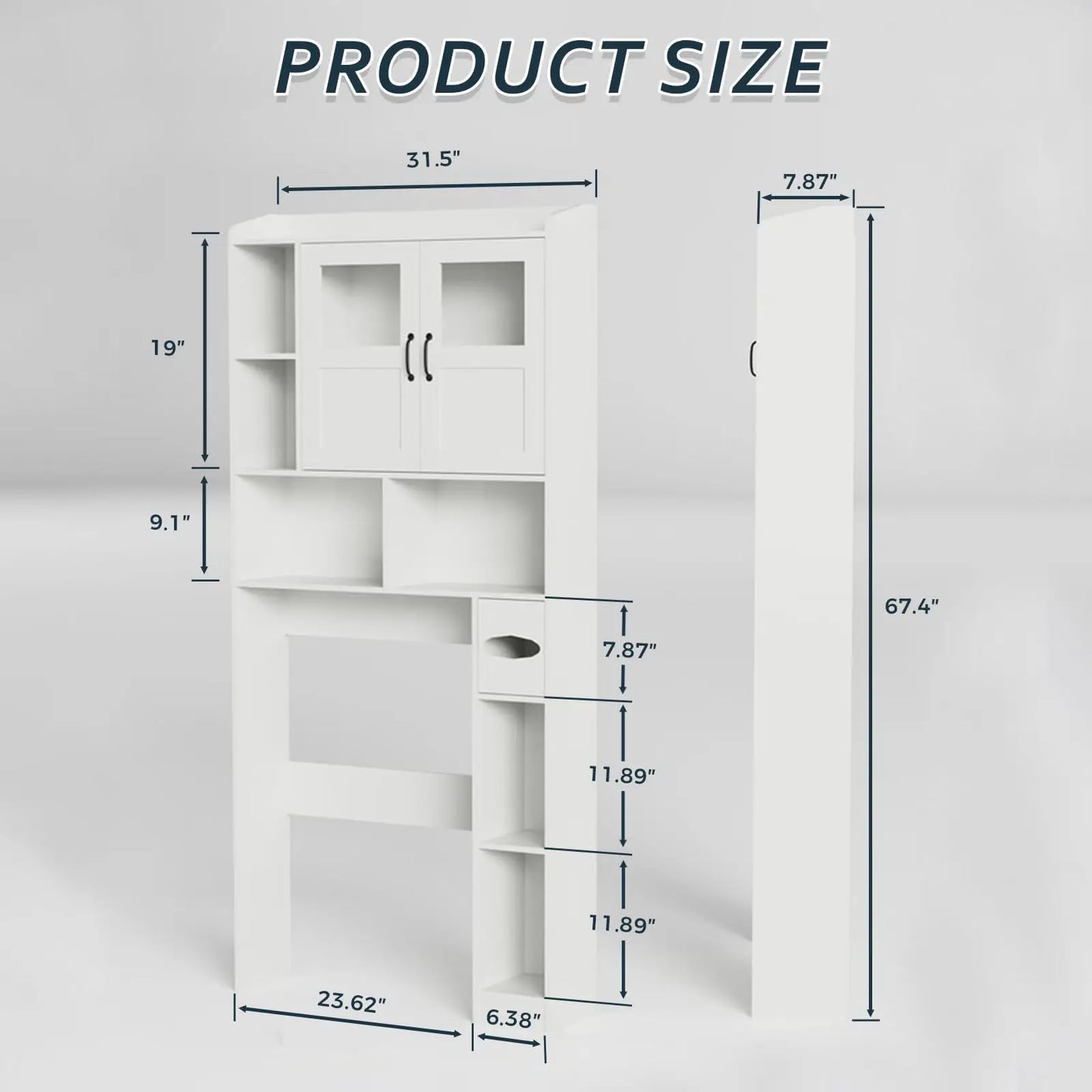 Over Toilet Storage Cabinet with Glass Door