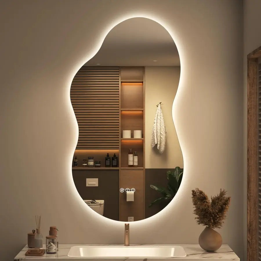 Irregular Backlit Bathroom Mirror with LED Lights 20 x 36