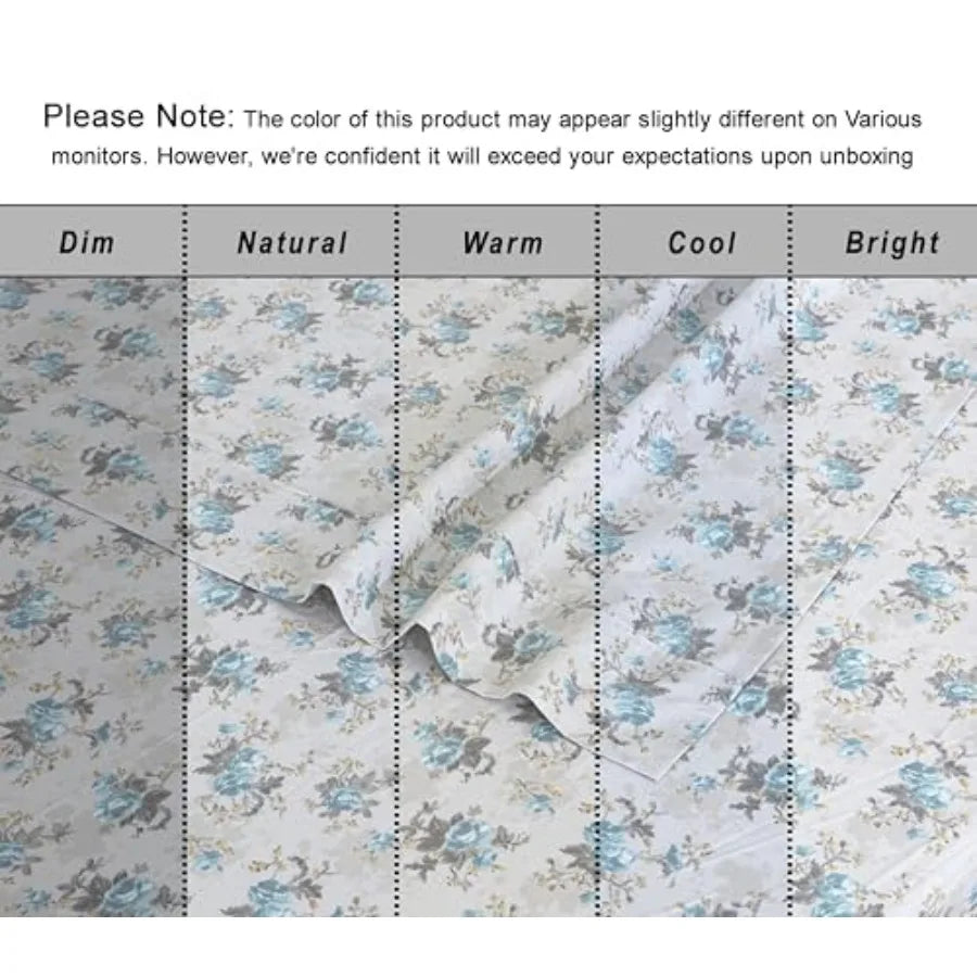 Blue Rose - Crisp Cooling 100% Organic Cotton Percale Bed Sheet Set