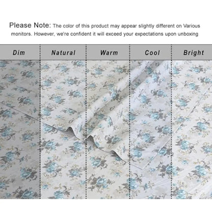 Blue Rose - Crisp Cooling 100% Organic Cotton Percale Bed Sheet Set
