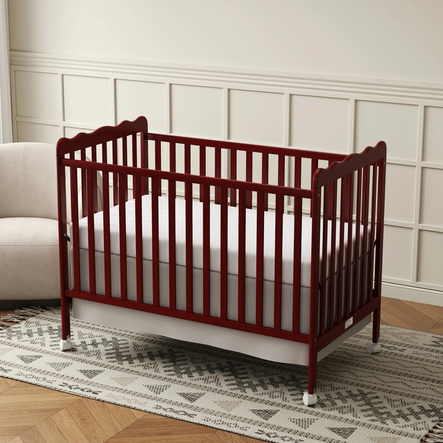 4-in-1 Convertible Wooden Baby Crib w/ 3 Adjustable Heights
