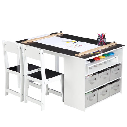 Toddler Craft & Play Wood Activity Table with Storage Bins