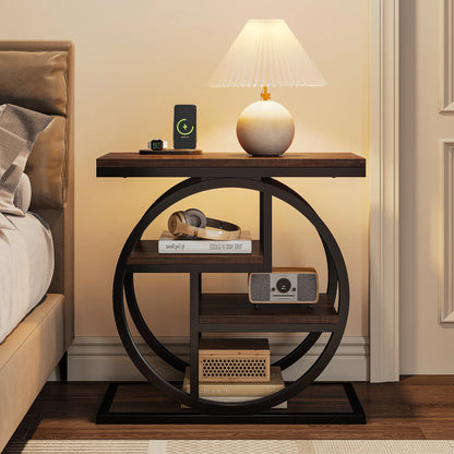 4-Tier Narrow Side End Table with Storage Shelves