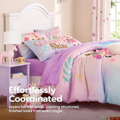 5 Pcs Girls Super Soft Microfiber Bed in a Bag with Comforter