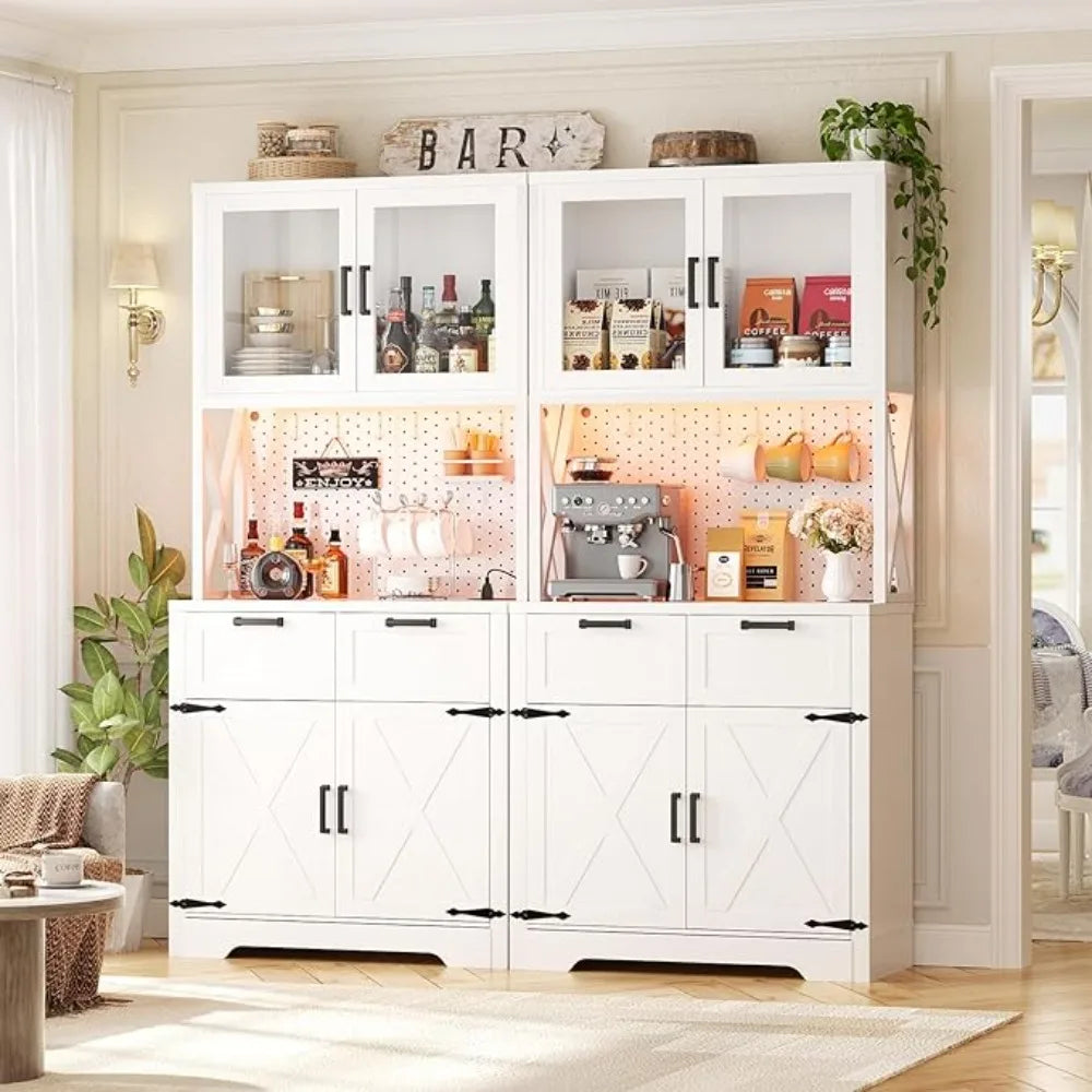 71" Pantry Cabinet with LED Light & Outlet