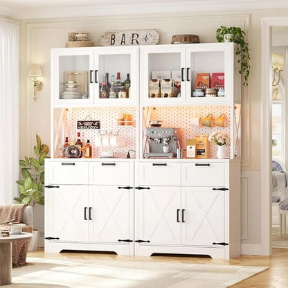 71" Pantry Cabinet with LED Light & Outlet