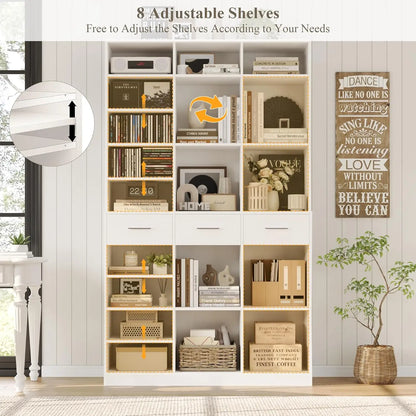 47" Wide Bookshelf with 3 Storage Drawers