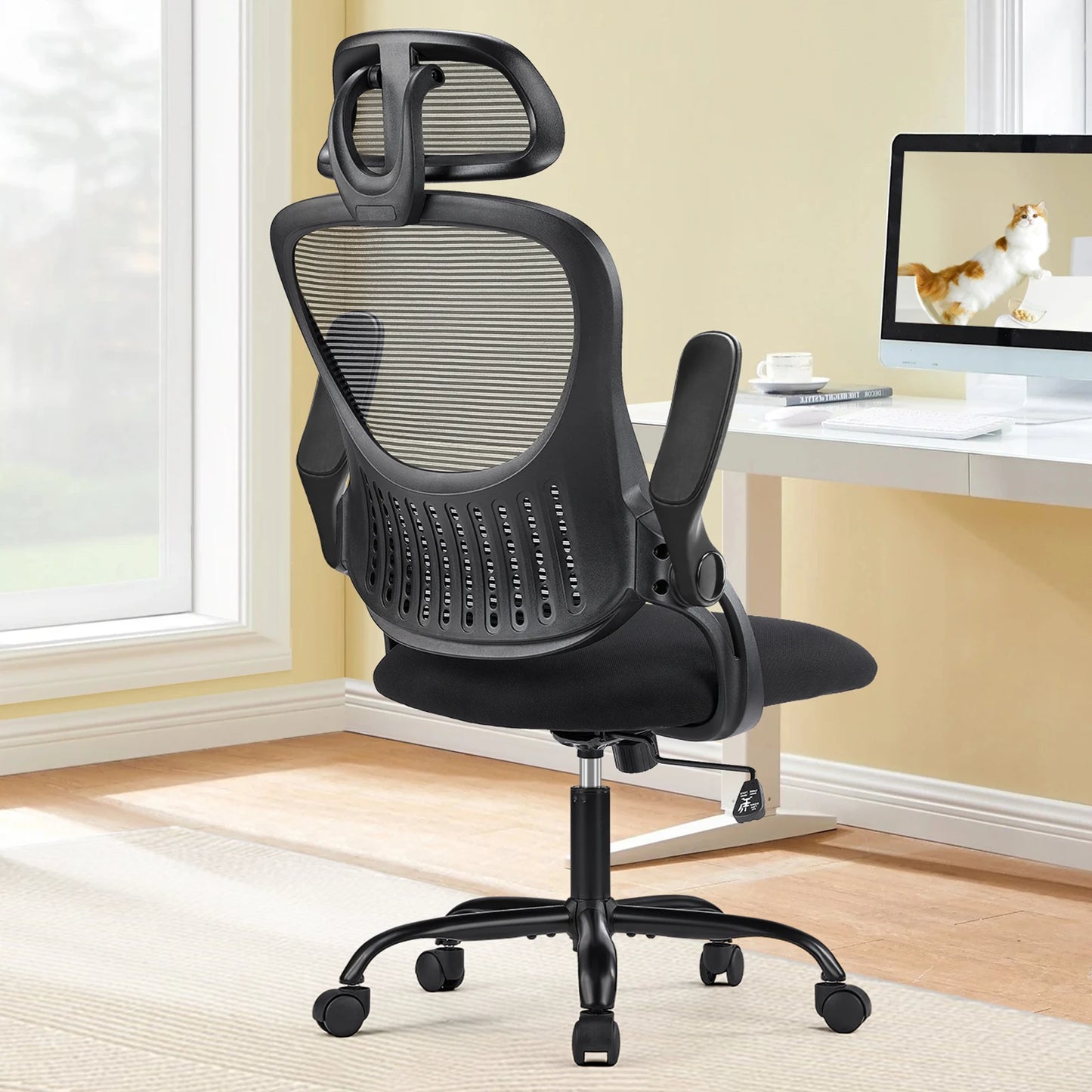 Mesh Ergonomic Office Desk Chair with Adjustable Headrests & Lumbar Support