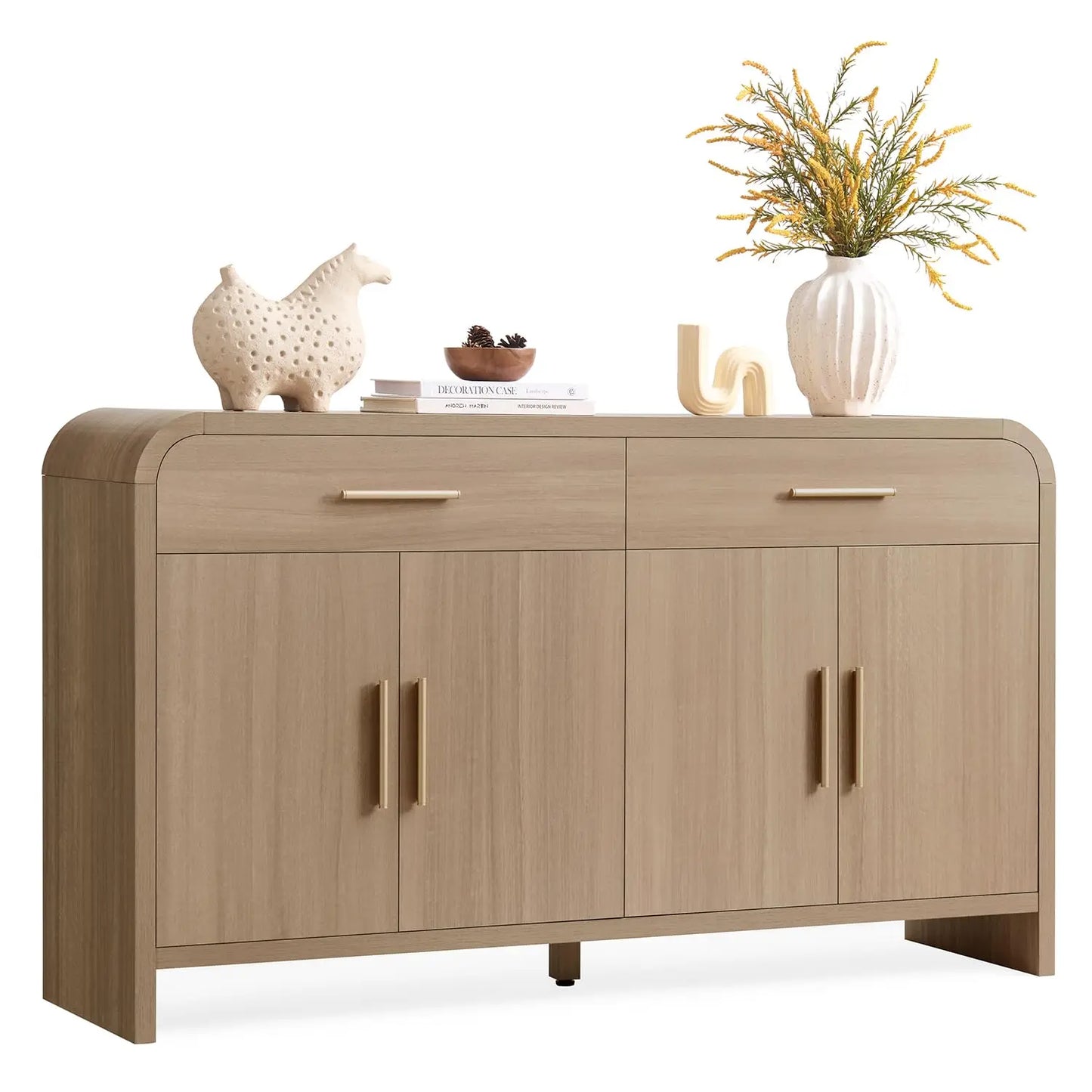 59.7'' Modern Curved Console Cabinet with Drawers