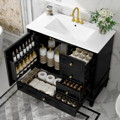 36" Free Standing Bathroom Vanity with Sink & Storage Drawers