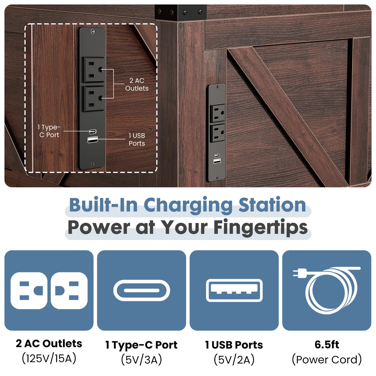 Lift Top Coffee Table with Charging Station