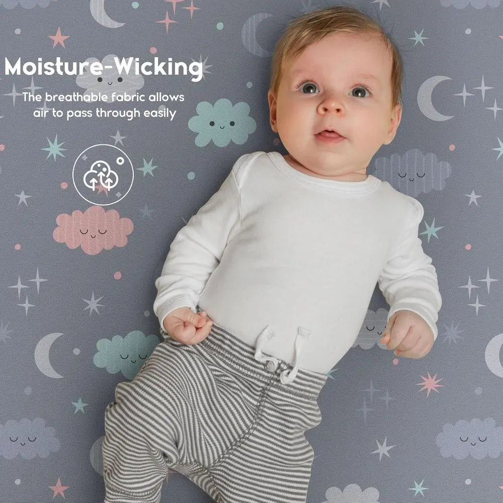 2-Pack, Cloud-Printed Microfiber Crib Sheets, 28x52x8in