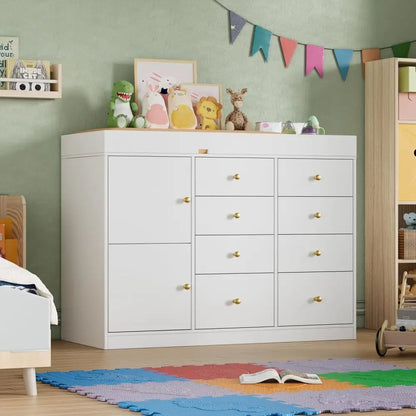 Multi-Functional Baby Changing Table with 8 Drawers and 2 Cabinet