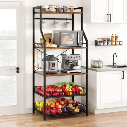 Microwave Oven Stand with 2 Large Wire Basket