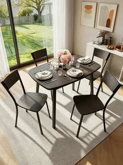 5 Piece Dining Table Set For 4 with Storage Shelf